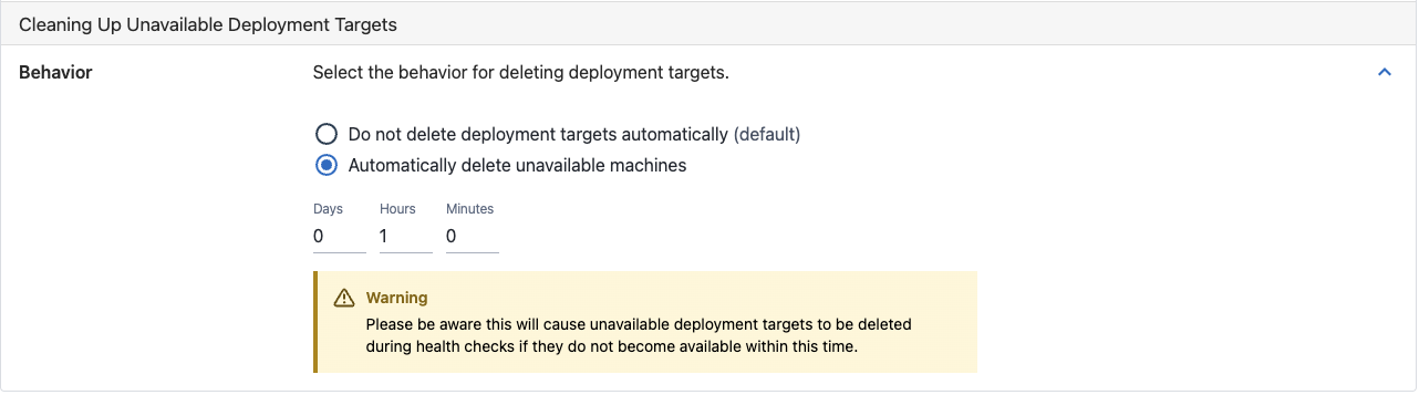 Automatically delete unavailable machines setting