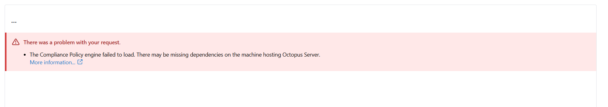 An error shown when trying to load the policies page due to a missing dependency